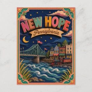 PopCut States New Hope Pennsylvania Paper Art Postcard