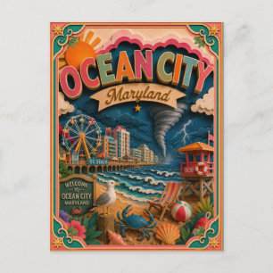 PopCut States Ocean City Maryland Paper Art Postcard