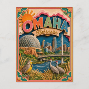 PopCut States Omaha Nebraska Paper Art Postcard