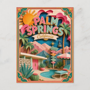PopCut States Palm Springs California Paper Art Postcard