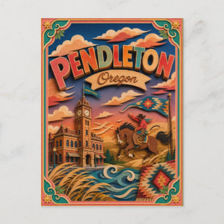 PopCut States Pendleton Oregon Paper Art Postcard