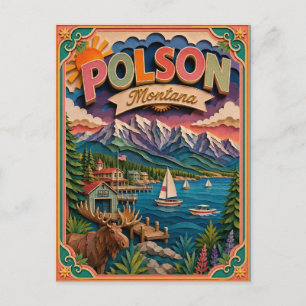 PopCut States Polson Montana Paper Art Postcard