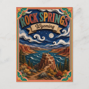 PopCut States Rock Springs Wyoming Paper Art Postcard