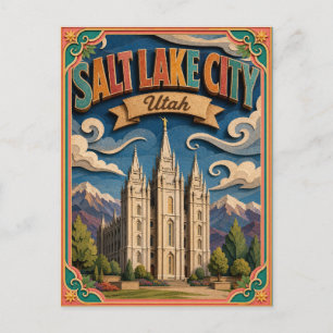 PopCut States Salt Lake City Utah Paper Art Postcard