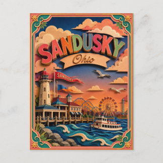 PopCut States Sandusky Ohio Paper Art Postcard