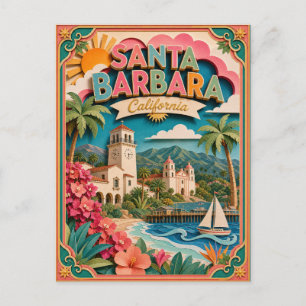 PopCut States Santa Barbara California Paper Art Postcard
