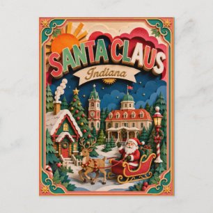 PopCut States Santa Claus Indiana Paper Art Postcard