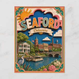 PopCut States Seaford Delaware Paper Art Postcard