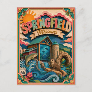 PopCut States Springfield Missouri Paper Art Postcard
