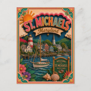 PopCut States St. Michaels Maryland Paper Art Postcard