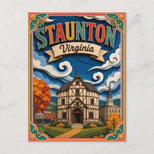 PopCut States Staunton Virginia Paper Art Postcard