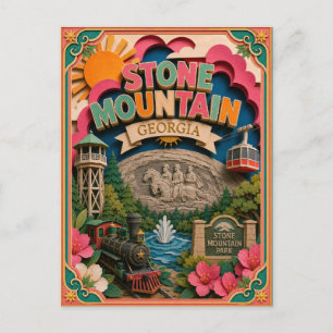 PopCut States Stone Mountain Georgia Paper Art Postcard