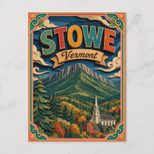 PopCut States Stowe Vermont Paper Art Postcard