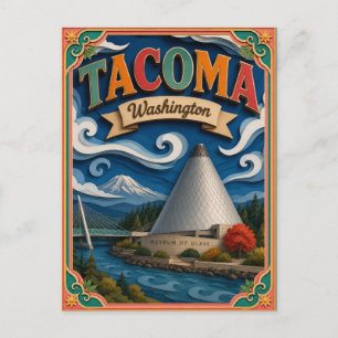 PopCut States Tacoma Washington Paper Art Postcard