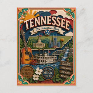 PopCut States Tennessee Colourful 3D Paper Art Postcard