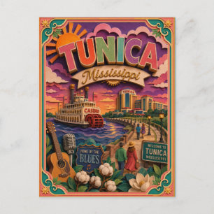 PopCut States Tunica Mississippi Paper Art Postcard