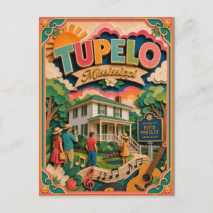 PopCut States Tupelo Mississippi Paper Art Postcard