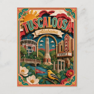 PopCut States Tuscaloosa Alabama Paper Art Postcard