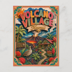 PopCut States Volcano Village Hawaii Paper Art Postcard