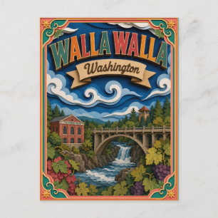 PopCut States Walla Walla Washington Paper Art Postcard