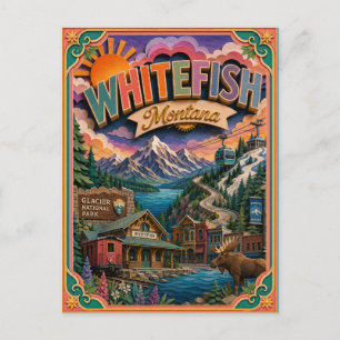 PopCut States Whitefish Montana Paper Art Postcard