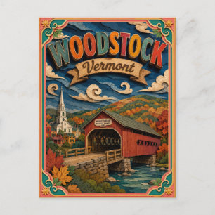 PopCut States Woodstock Vermont Paper Art Postcard