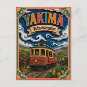 PopCut States Yakima Washington Paper Art Postcard