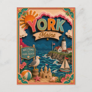 PopCut States York Maine Paper Art Postcard