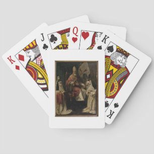 Pope Clement VIII blessing Carmelite Nuns (oil on Playing Cards