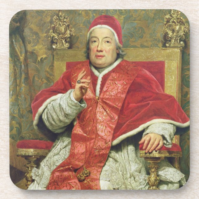 Pope Clement XIII (1693-1769) (oil on canvas) Coaster (Front)