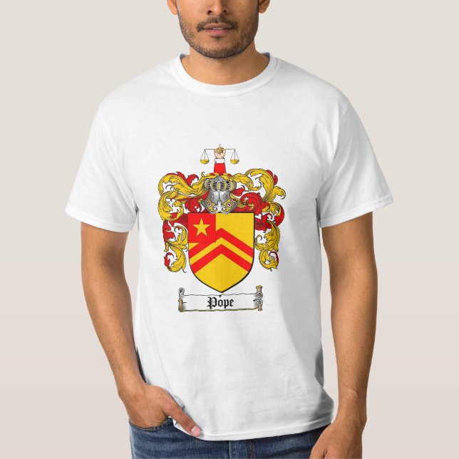 Pope Family Crest - Pope Coat of Arms T-Shirt (Front)