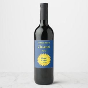 Pope Francis Quotation Blue and Yellow Wine Label