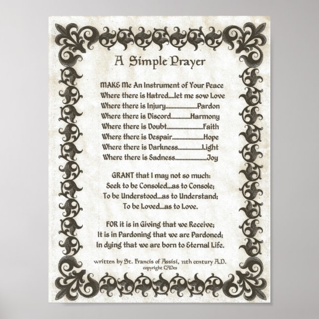 POPE FRANCIS=ST. FRANCIS SIMPLE PRAYER=Bamboo2 Poster (Front)