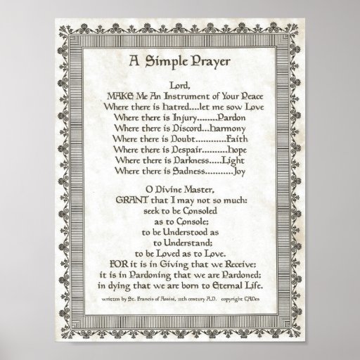 POPE FRANCIS=ST. FRANCIS SIMPLE PRAYER for PEACE Poster | Zazzle