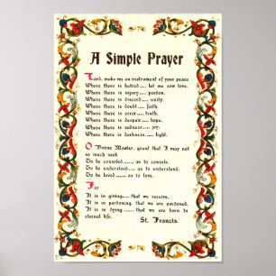 Pope Francis St. Francis SIMPLE PRAYER Poster