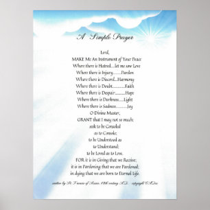 POPE FRANCIS=ST. FRANCIS SIMPLE PRAYER=Sunbeam Poster