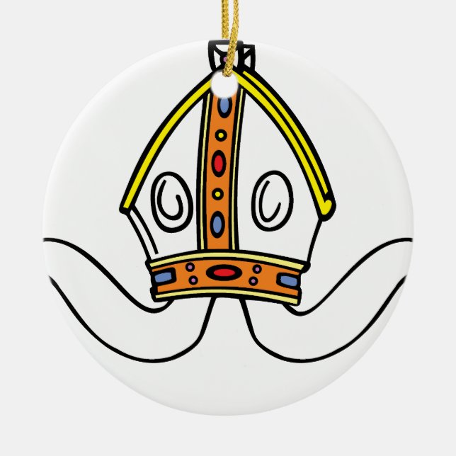 pope hat ceramic tree decoration (Front)