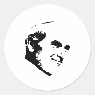 Pope John Paul II Face White Classic Round Sticker
