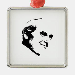 Pope John Paul II Face White Metal Tree Decoration