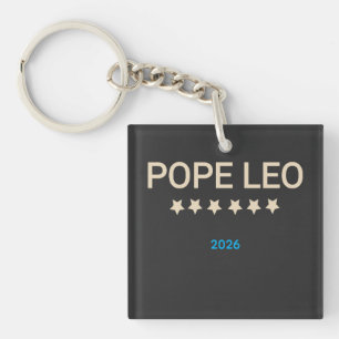 pope Leo text with stars team Key Ring