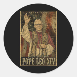 Pope Leo Xiv 14th First American Pope Usa Flag Vin Classic Round Sticker