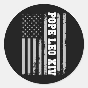 Pope Leo Xiv 14th First American Pope Usa Flag Vin Classic Round Sticker