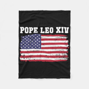 Pope Leo Xiv 14th First American Pope Usa Flag Vin Fleece Blanket