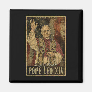 Pope Leo Xiv 14th First American Pope Usa Flag Vin Magnet