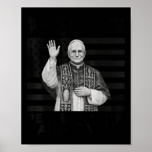 Pope Leo Xiv 14th First American Pope Usa Flag Vin Poster