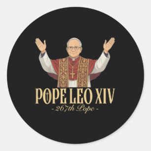 Pope Leo Xiv Catholic Church God Bless  Classic Round Sticker