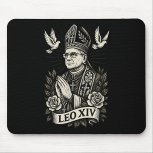 Pope Leo Xiv - Catholic Tattoo Style Christian Des Mouse Mat