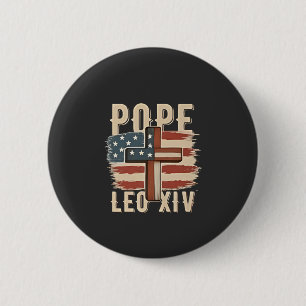 Pope Leo XIV Christian Church Da Pope USA Flag 6 Cm Round Badge