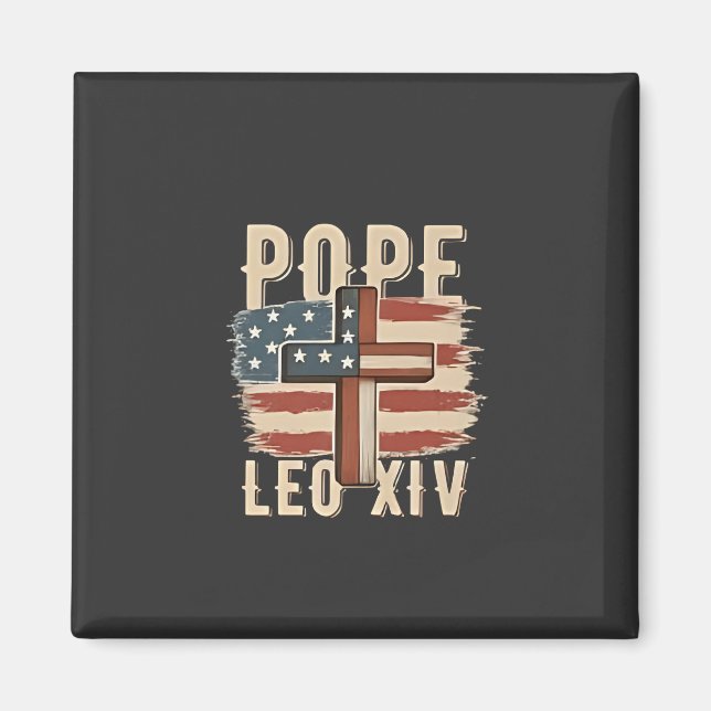 Pope Leo XIV Christian Church Da Pope USA Flag Magnet (Front)