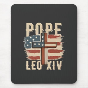 Pope Leo XIV Christian Church Da Pope USA Flag Mouse Mat